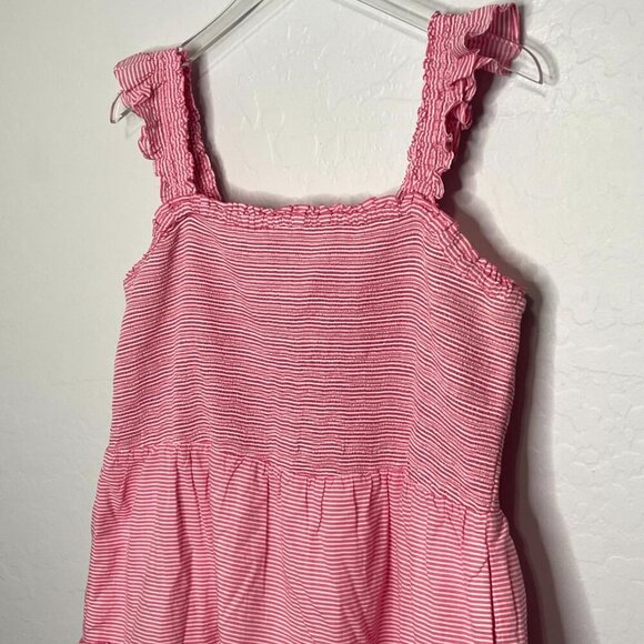 J. Crew Pink White Stripe Smocked Pocketed Tiered Dress Size XXL - Picture 4 of 7